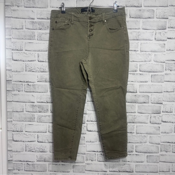 Torrid Ankle Button Fly Olive Green Skinny Jeans 14 - Picture 1 of 7